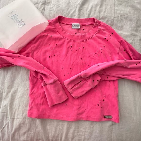 Bombshell Sportswear Tops - Bombshell Sportswear Pink Distressed Sweatshirt